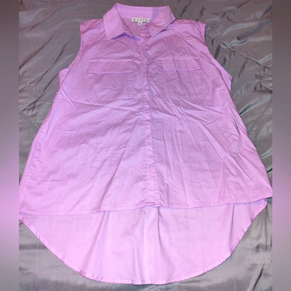 New Lavender Sleeveless Button-Up Blouse - Picture 2 of 4